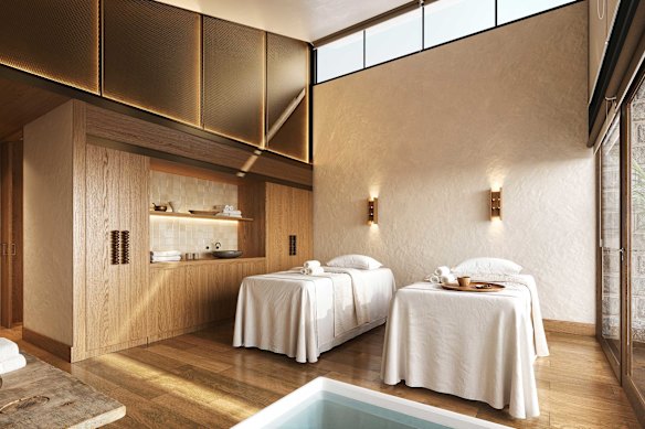 O alojamento receberá um novo Ritz-Carlton Spa... impressão artística.