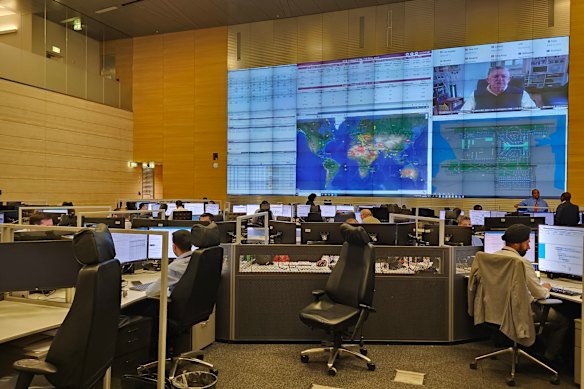 Inside the Qatar Airways Integrated Operations Centre.