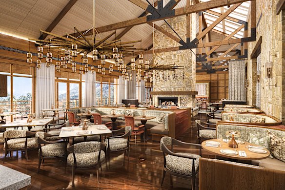 Impressão artística do restaurante exclusivo do Emirates Wolgan Valley, um Ritz-Carlton Lodge.