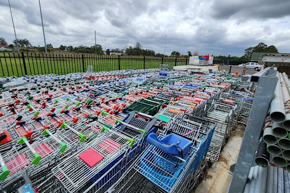 Hundreds of trolleys collected by Liverpool City Council staff in a crackdown on dumped trolleys.