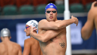 Second billing: Kyle Chalmers (centre) was second behind Alex Graham in qualifying.