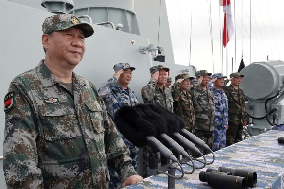 Chinese President Xi Jinping speaks after he reviewed the Chinese People's Liberation Army Navy fleet in the South China Sea in April last year.