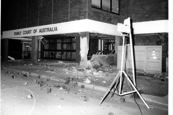 The aftermath of the Family Court bombing in Parramatta. 