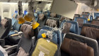 The interior of Singapore Airlines flight SQ321 after an emergency landing at Bangkok Airport in May