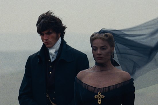 Jacob Elordi and Margot Robbie in the raunchy 2026 adaptation of Emily Brontë’s Wuthering Heights.