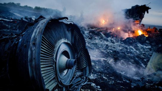 The wreckage of the MH17 flight, which was shot down in Ukraine in 2014.