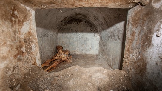 Archaeologists in Pompeii have discovered a remarkably well-preserved skeleton during excavations. 