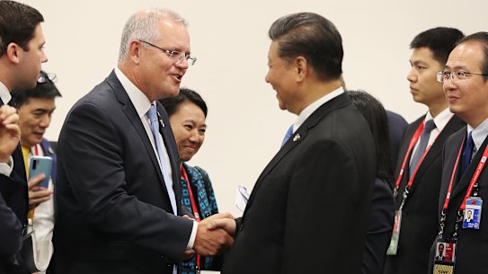 Testing times: Prime Minister Scott Morrison and China's President Xi Jinping.
