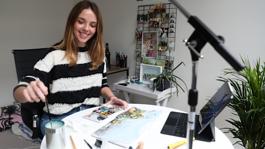 Josie Tutty started a TikTok in which she visits each country in alphabetical order via Google Earth, then recreates a scene in watercolour paints. She has quickly gathered more than 30,000 followers and plans to "visit" and paint all 195 countries. 