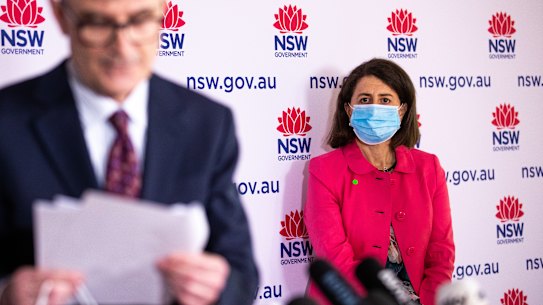 Premier Gladys Berejiklian and NSW Healths Dr Jeremy McAnulty providing an update on COVID-19. Photograph by Edwina Pickles. Taken on 19th Sept 2021