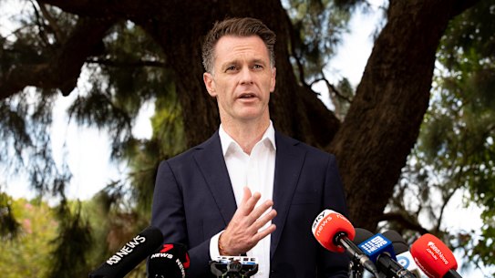 NSW Labor leader Chris Minns at his first press conference as premier-elect on Sunday.