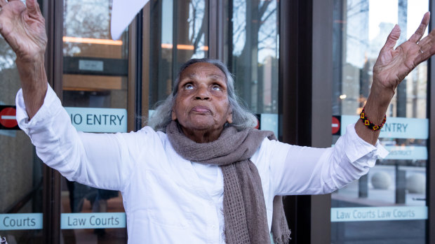 Aunty Jean Carter outside the federal court on Monday. 