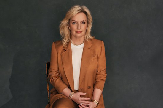 Christine wears Ginger & Smart jacket and pants, her own blouse, Saint Laurent shoes, and David Yurman jewellery.