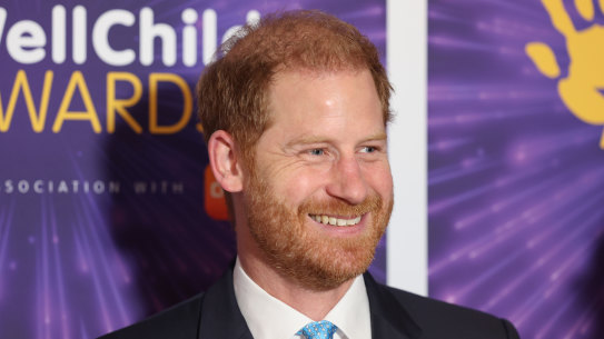 Prince Harry, Duke of Sussex smiles as he attends the Wellchild Awards 2024 at the Royal Lancaster Hotel in London.