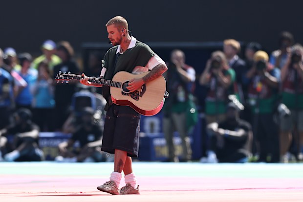  Justin Bieber performs during the Topps Final Halftime Show the FIFA World Cup 2026 Final 