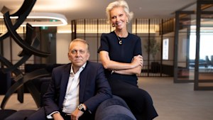 MCoBeauty founder Shelley Sullivan and Rich Lister Dennis Bastas.