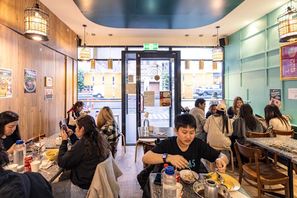 Diners slurp down Thai noodle soups at at Pinto on Exhibition Street.