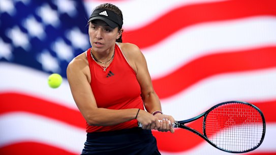 Jessica Pegula in action for Team USA  against Poland’s Iga Swiatek in the United Cup.