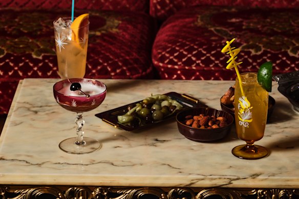 Cocktails at Parlour Amaro Bar, located upstairs at two-hatted Japanese fine diner Provenance.