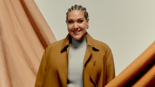 Lacoste trench from Depop, POA. Dion Lee skivvy, $590. Bed Threads linen sheets in “Pink Clay” and “Rust”, $180 each. Casey’s own earrings.