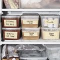 Buy stackable containers so you can efficiently store pre-prepared (and labelled) ingredients.