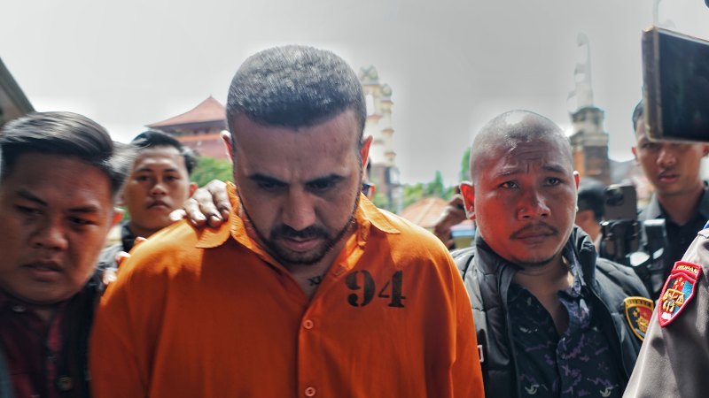 Accused Australian brawler paraded in Bali alongside his bouncer foes