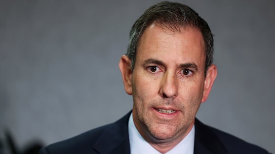 Treasurer Dr Jim Chalmers during a doorstop interview following the final leaders’ debate.