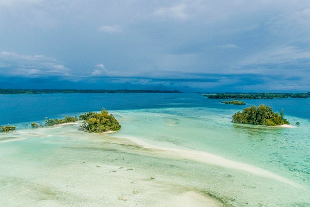 Beautiful view of low lying tropical islands in the South Eastern part of Choiseul province, Solomon Islands.