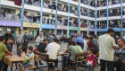 People shelter at a school affiliated with the United Nations Relief and Works Agency (UNRWA) in Khan Younis.