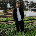 Brendan Pratt at Wayfinder's market garden