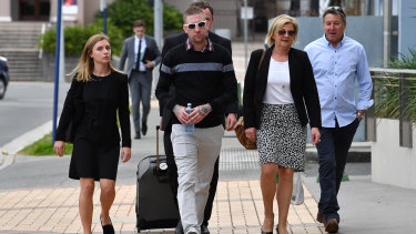 Kate Goodchild's husband Dave Turner (centre) and her father Shane Goodchild have attended all five days of the inquest.