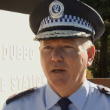 Commissioner Mick Fuller talks to the media outside Dubbo Police Station