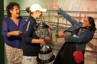 Warriors: Ngarigo woman Ash Barty celebrates with Wiradjuri woman Evonne Goolagong Cawley and Kuku Yalanji woman Cathy Freeman after winning the Australian Open title.