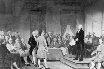 The signing of the Constitution of the United States, which sets out the Electoral College system of voting, in 1787.