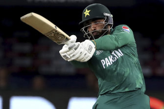 Pakistan’s Asif Ali blasts a six on the way to victory over Afghanistan.