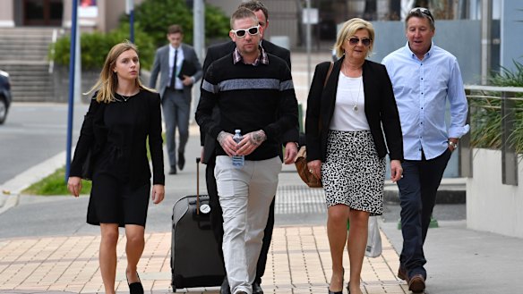 Kate Goodchild's husband Dave Turner (centre) and her father Shane Goodchild have attended all five days of the inquest.