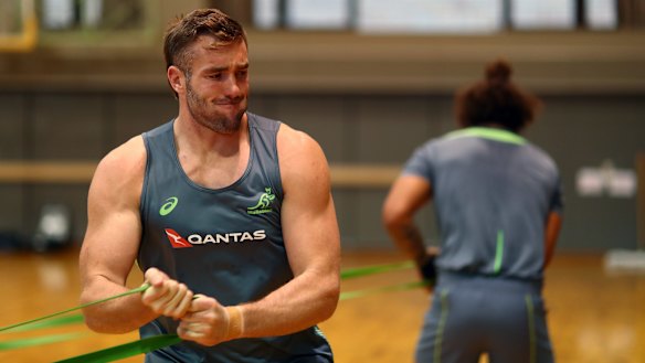 Izack Rodda at training during last year's Rugby World Cup. 