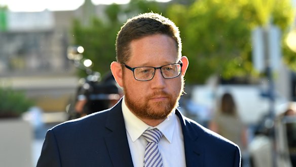 Former safety manager at Ardent Leisure Angus Hutchings leaves the inquest in November 2018.