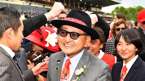 Dream come true: Trainer Yoshito enjoys his Cox Plate triumph.