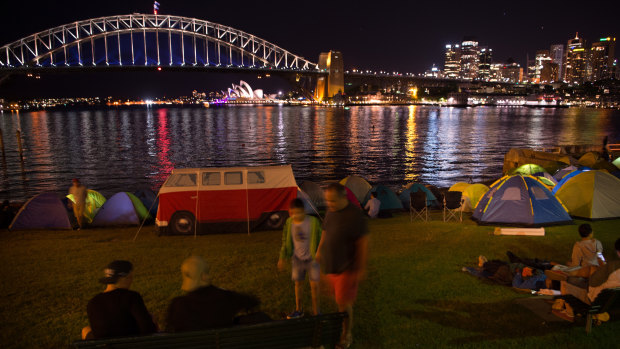 Blues Point Reserve on New Year's Eve in previous years before ticketing was introduced.