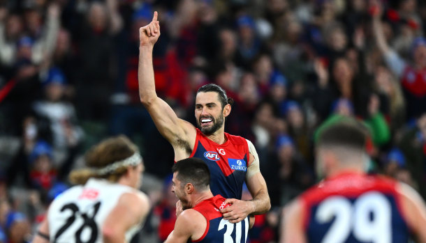 Brodie Grundy celebrated victory over his old side Collingwood.