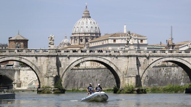 The Tiber River in the Vatican, in Rome,