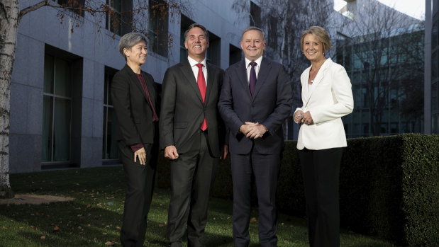 Labor leadership team Penny Wong, Richard Marles, Anthony Albanese and Kristina Keneally.