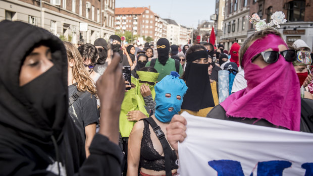 People demonstrate in Copenhagen.