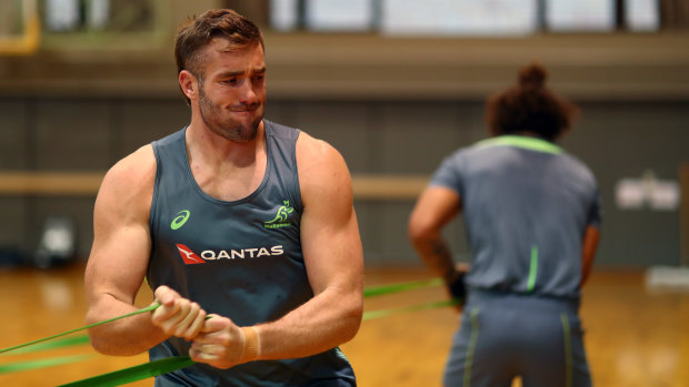Izack Rodda at training during last year's Rugby World Cup. 