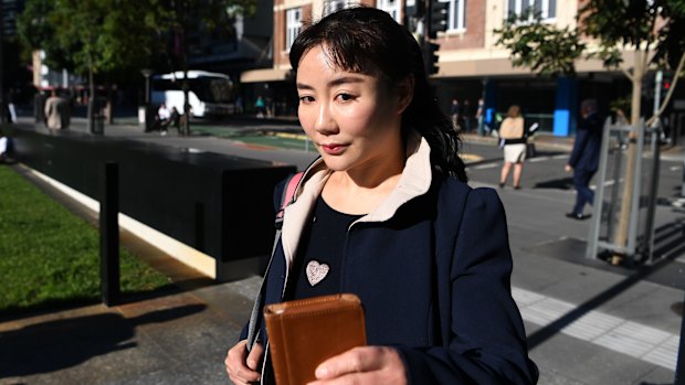 Yutian Li arrives at the District Court in Brisbane on Friday.