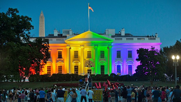 The Obama White House welcomes the legalisation of same-sex marriage in 2015. Donald Trump has been far less supportive.