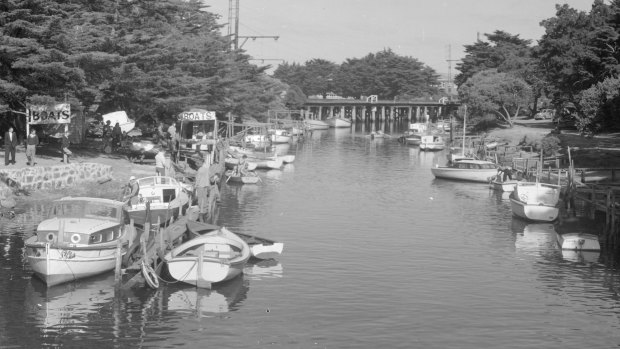 Hire a boat for a day out on the bay or the creek, c.1950.