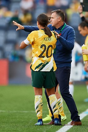 Ante Milicic with Sam Kerr in 2019, during his tenure as Matildas boss.