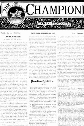 A front page of <i>The Champion</i>, October 1895.